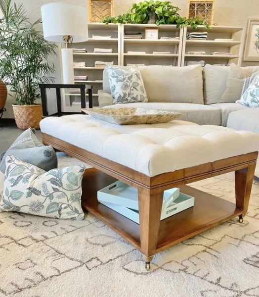 Provence Ottoman with Tapered Legs and Square Casters ottoman ideas for living room