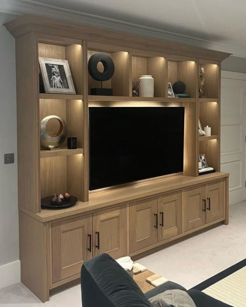 Oak TV Display Unit tv wall idea