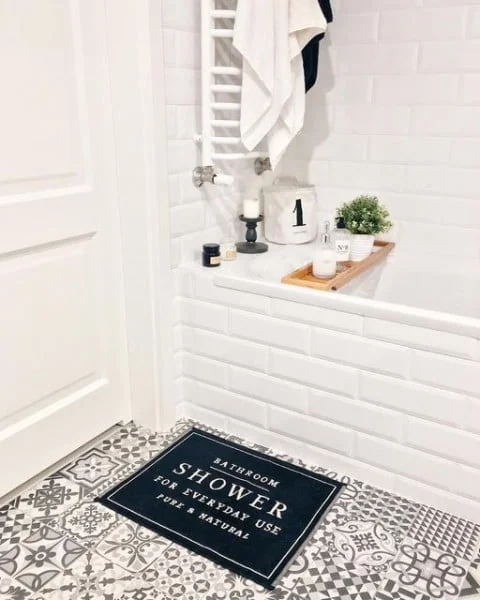 Patchwork Floor White Tiles bathroom wall tile