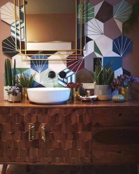 Patchwork Hex Design Mix bathroom wall tile