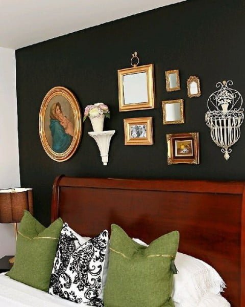Grandmother's Memory Wall bedroom with accent wall