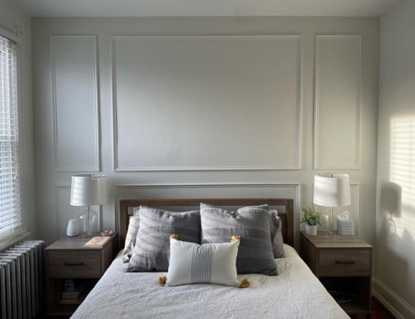 Picture Frame Molding bedroom with accent wall