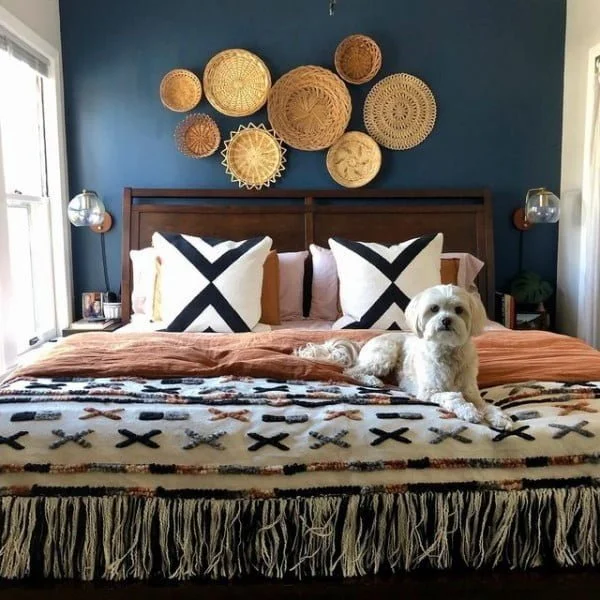 Moody Blue Accent Wall bedroom with accent wall