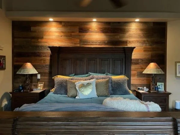 California Redwood Accent Wall bedroom with accent wall
