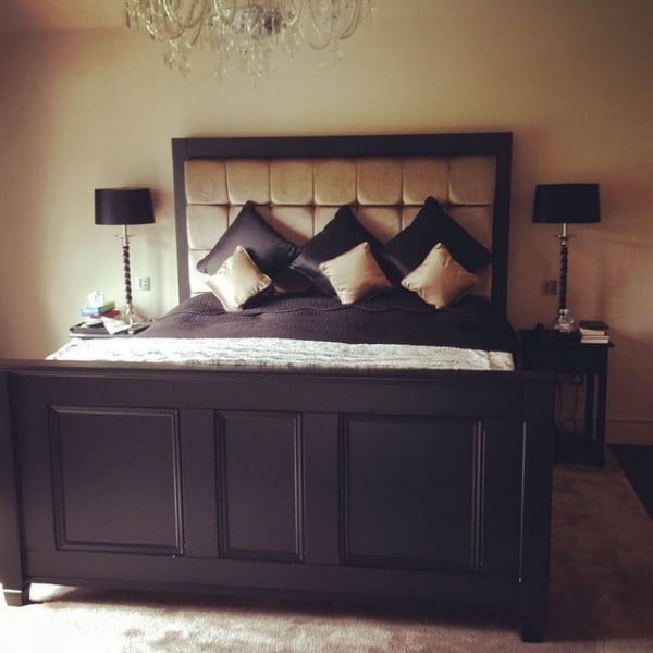 Reece Baldwin bedroom with black furniture