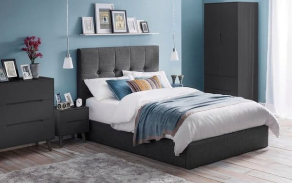 Alicia Range in Anthracite bedroom with black furniture