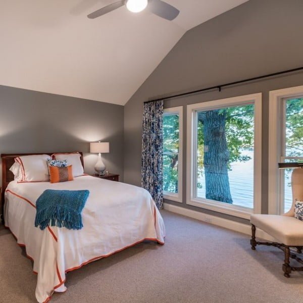 Wisconsin Lake Home bedroom with carpet
