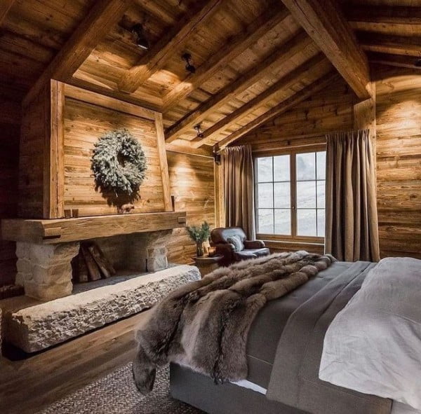 Dream bedroom for the winter bedroom with fireplace