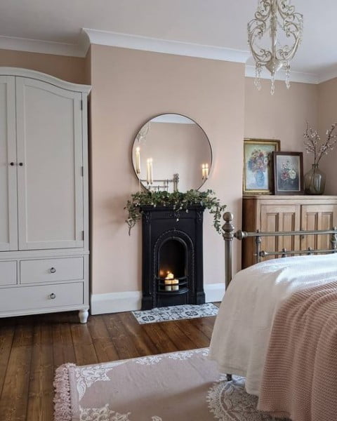 E l l e ~ Modern Vintage Home Interiors bedroom with fireplace