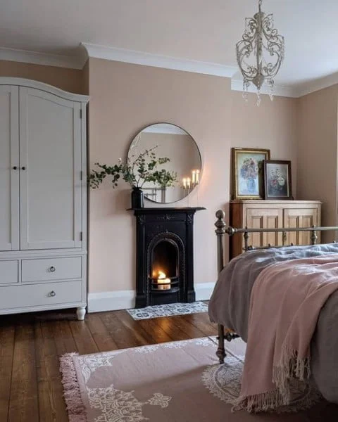 E l l e ~ Modern Vintage Home Interiors bedroom with fireplace