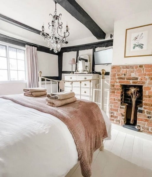 Self Catering Holiday | Ludlow | Shropshire bedroom with fireplace