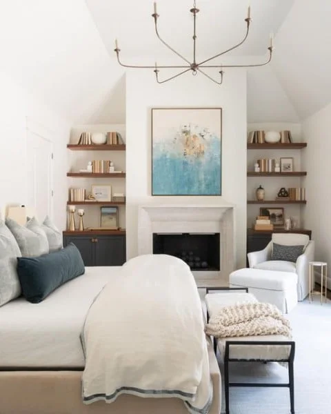 Allison Elefante bedroom with fireplace