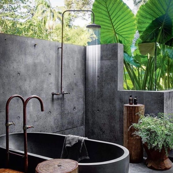 Warm Timber and Cool Concrete Bathtub concrete bathtub