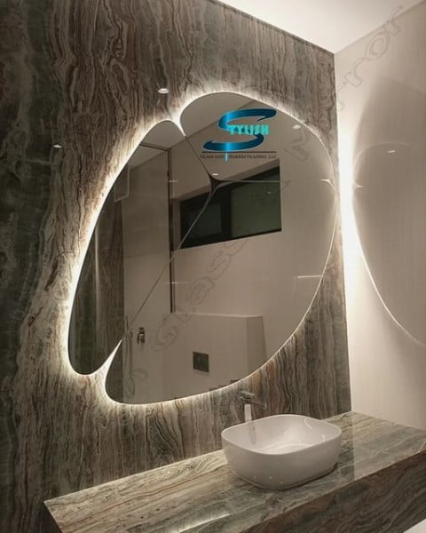 LED Stone Shape Mirrors large bathroom mirror