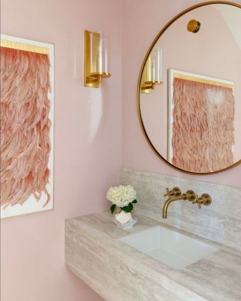 Fabulous Feathers pink powder room