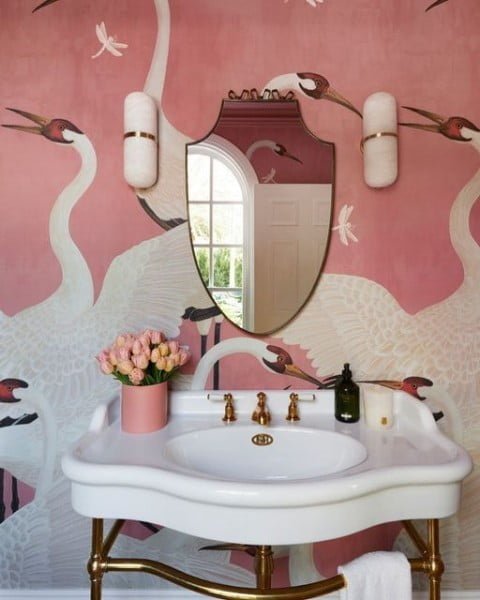 Paris Basin Vanity pink powder room