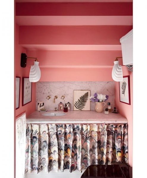 Pretty in Pink pink powder room