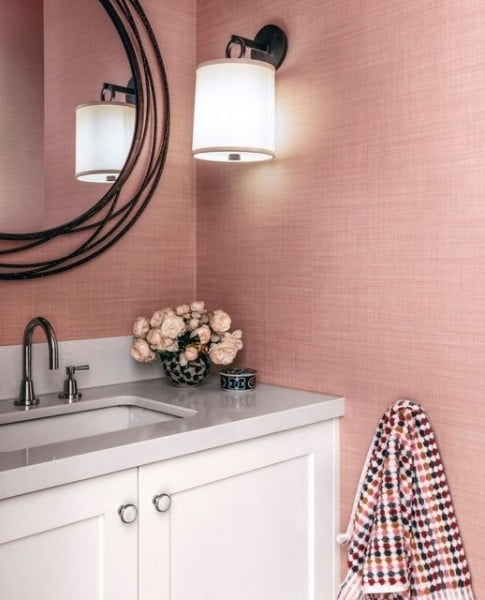 Hamptons-Style Pink Powder Room pink powder room