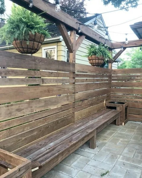 Built-in Planters and Bench Privacy Fence privacy fence