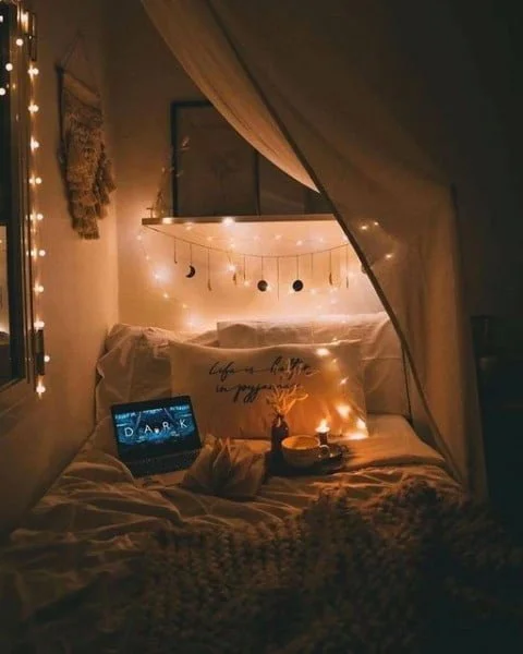 Inteior on Instagram: "1 or 2? Which one would you choose?π bedroom with fairy lights