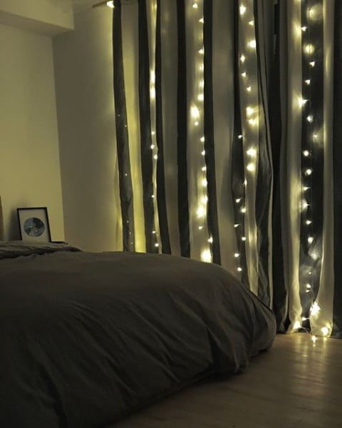 Jamie Dawson bedroom with fairy lights