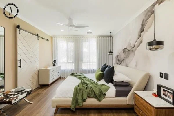 Alana O Interiors bedroom with feature wall