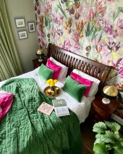 Our Casa Flamingo bedroom with feature wall