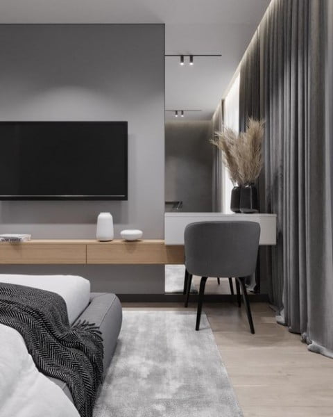 Grey Walls Interior Design Inspiration bedroom with grey walls