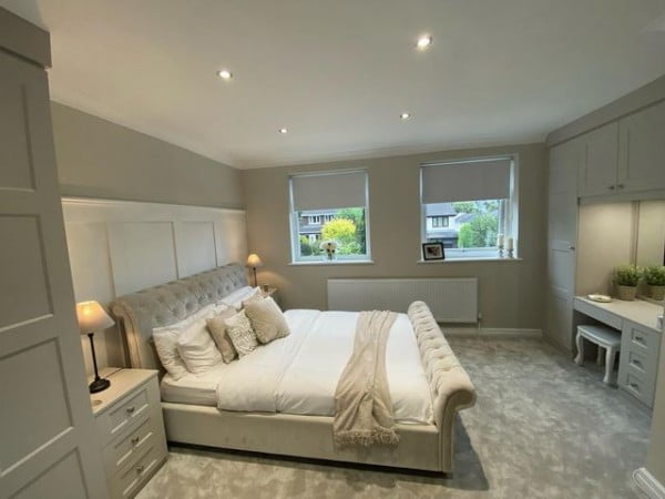 Grey and White Bedroom bedroom with grey walls