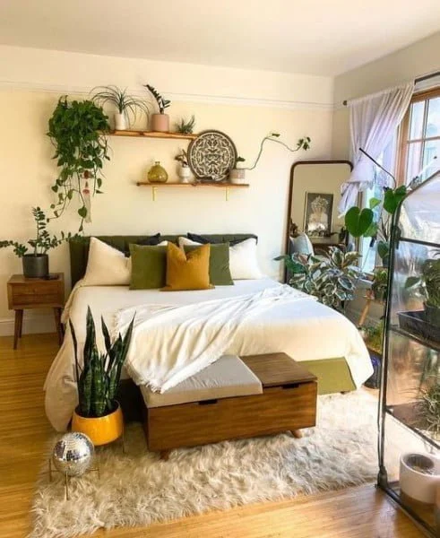 bedroom with plants