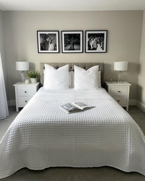 White and Grey Bedroom Transformation bedroom with white furniture