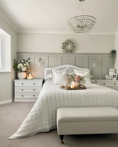 bedroom with white furniture