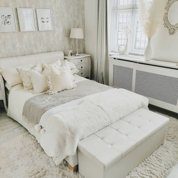 White and Grey Bedroom bedroom with white furniture
