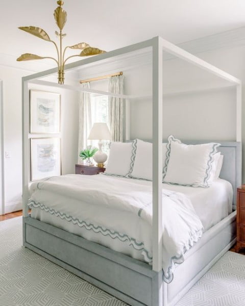 Night White bedroom with white walls