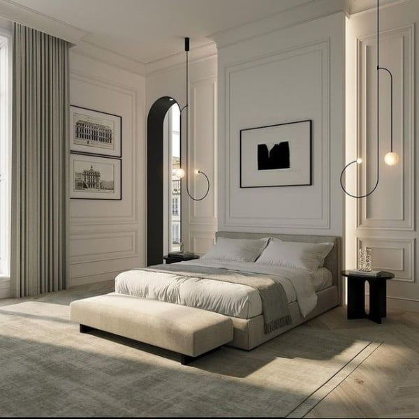 A Spacious Bedroom with Neutral Color Palette bedroom with white walls