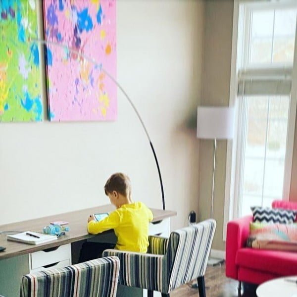 Ikea Alex Desk with Ekbacken Countertop living room desk