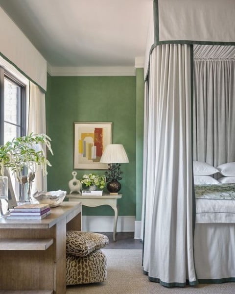 Honey Collins' Green Canopy Bedroom bedroom with canopy bed