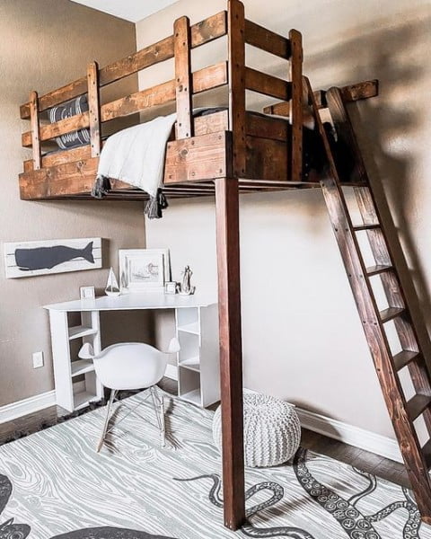 Aiden's Ship-Inspired Bedroom bedroom with loft bed