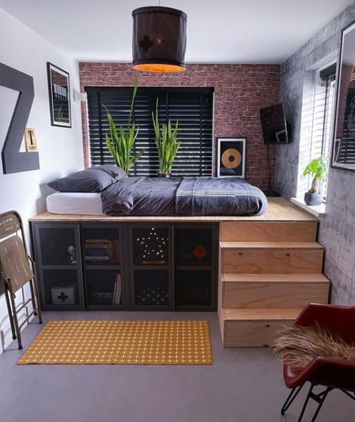INDUSTRIELL INTERIOR bedroom with loft bed