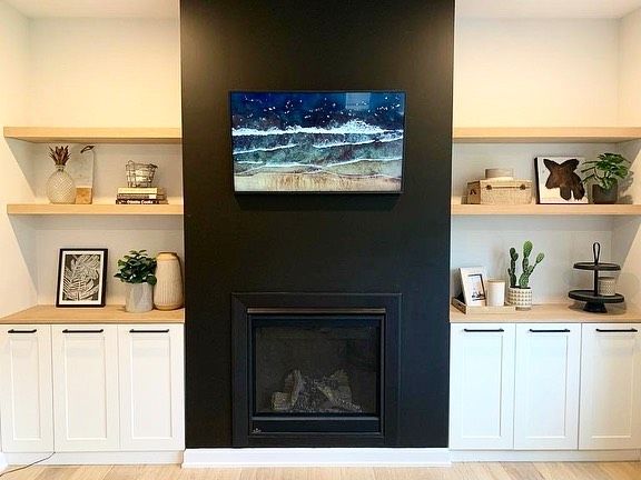 Fireplace Flip mantel decor with tv