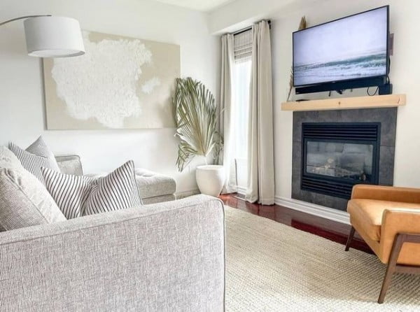 Natural Mantle in Casa by Chavilla mantel decor with tv