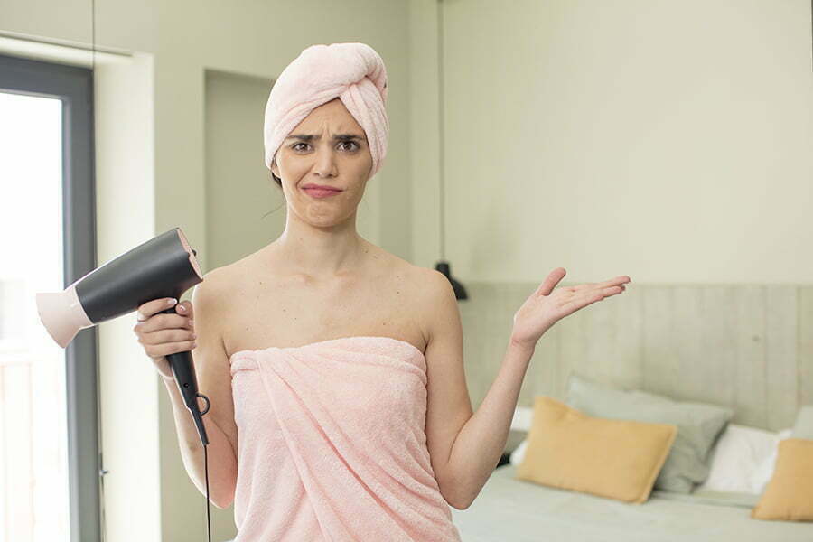 Hairdrying a towel