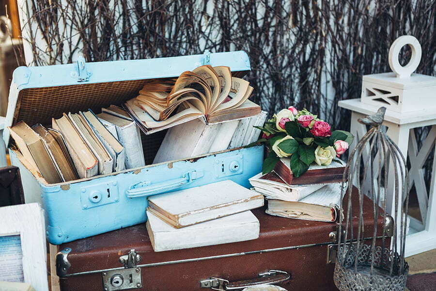 Vintage Suitcase Storage with magazines