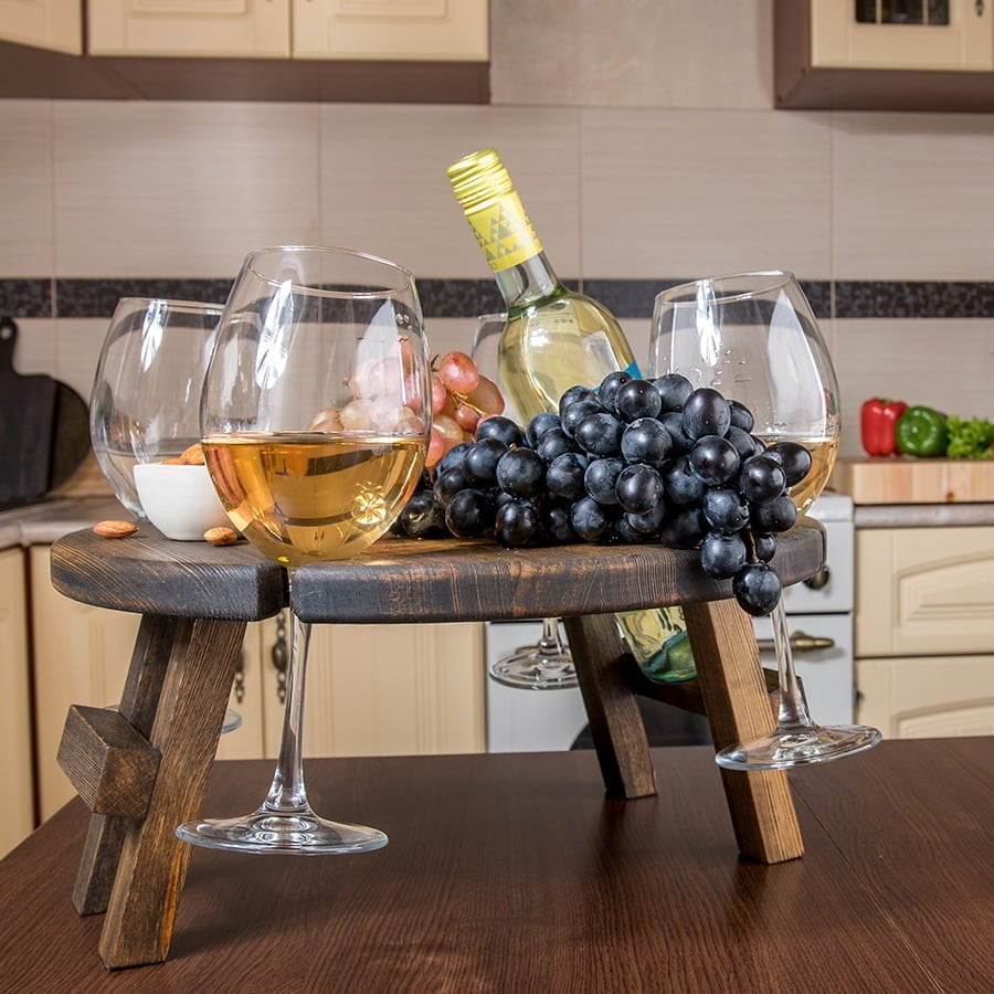 kitchen island with wines