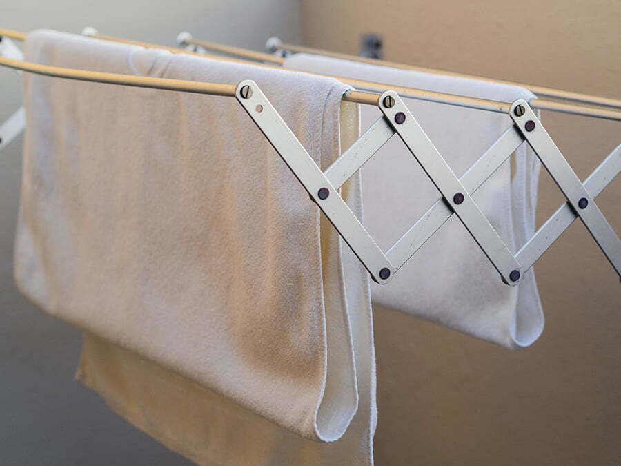 towel hanged in rack outside
