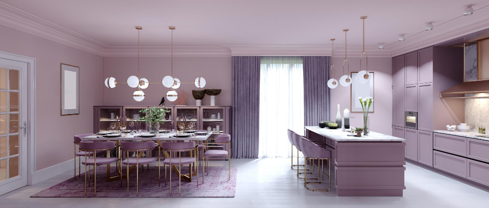 Lilac Purple kitchen cabinets