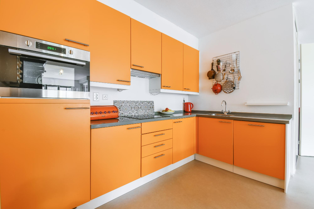 Orange kitchen cabinets