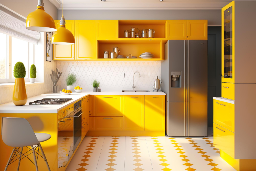 Vibrant Yellow kitchen cabinets