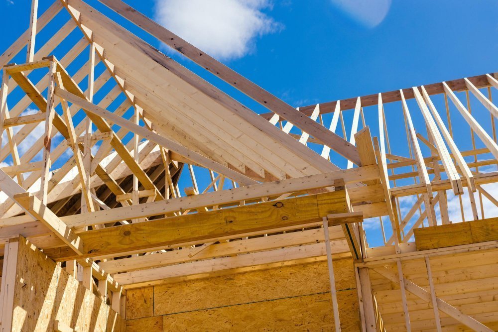 Wooden Frames in rooftop extension