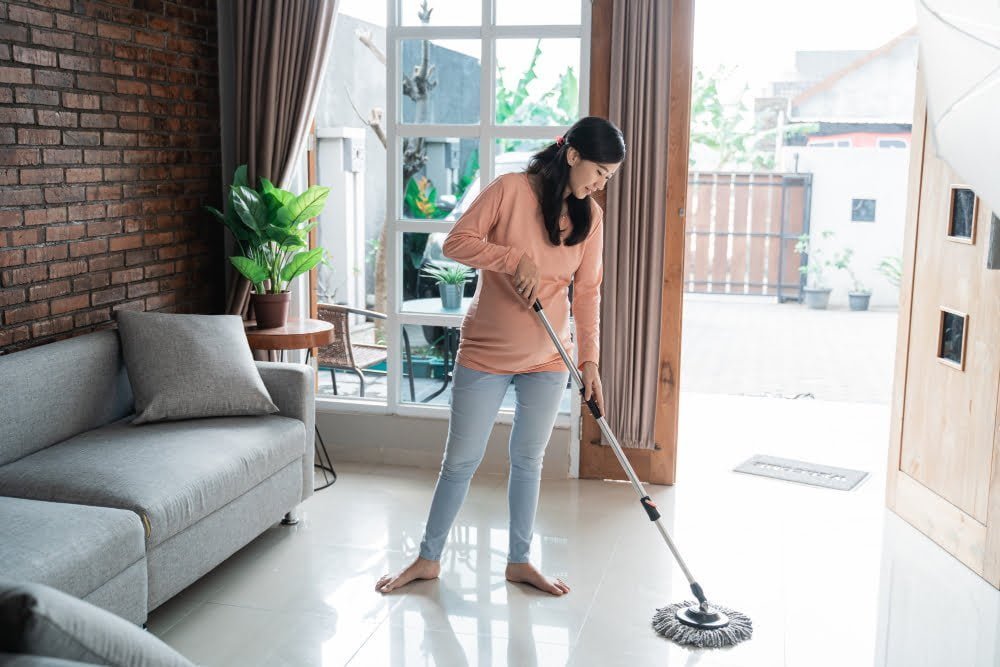 mopping floor at home